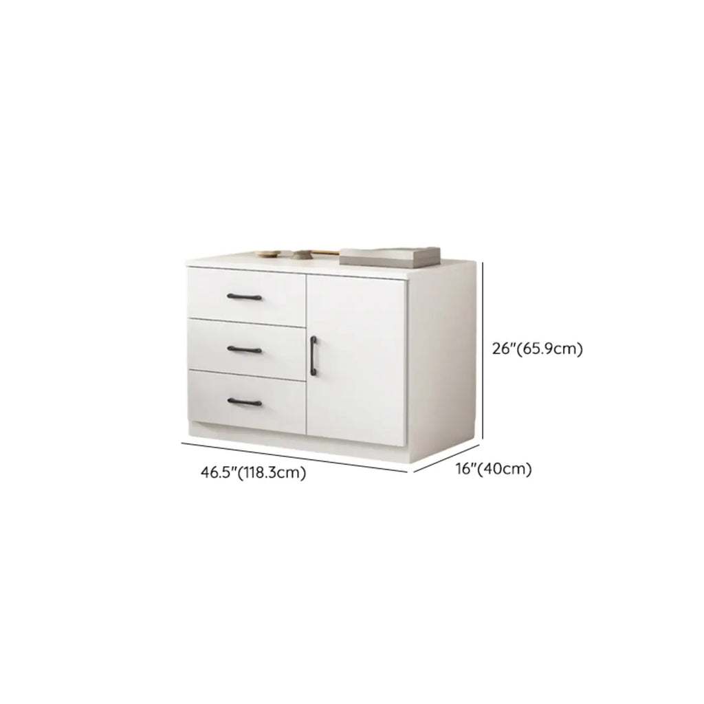 Armoire de rangement blanche minimaliste avec fermeture amortie et tiroirs