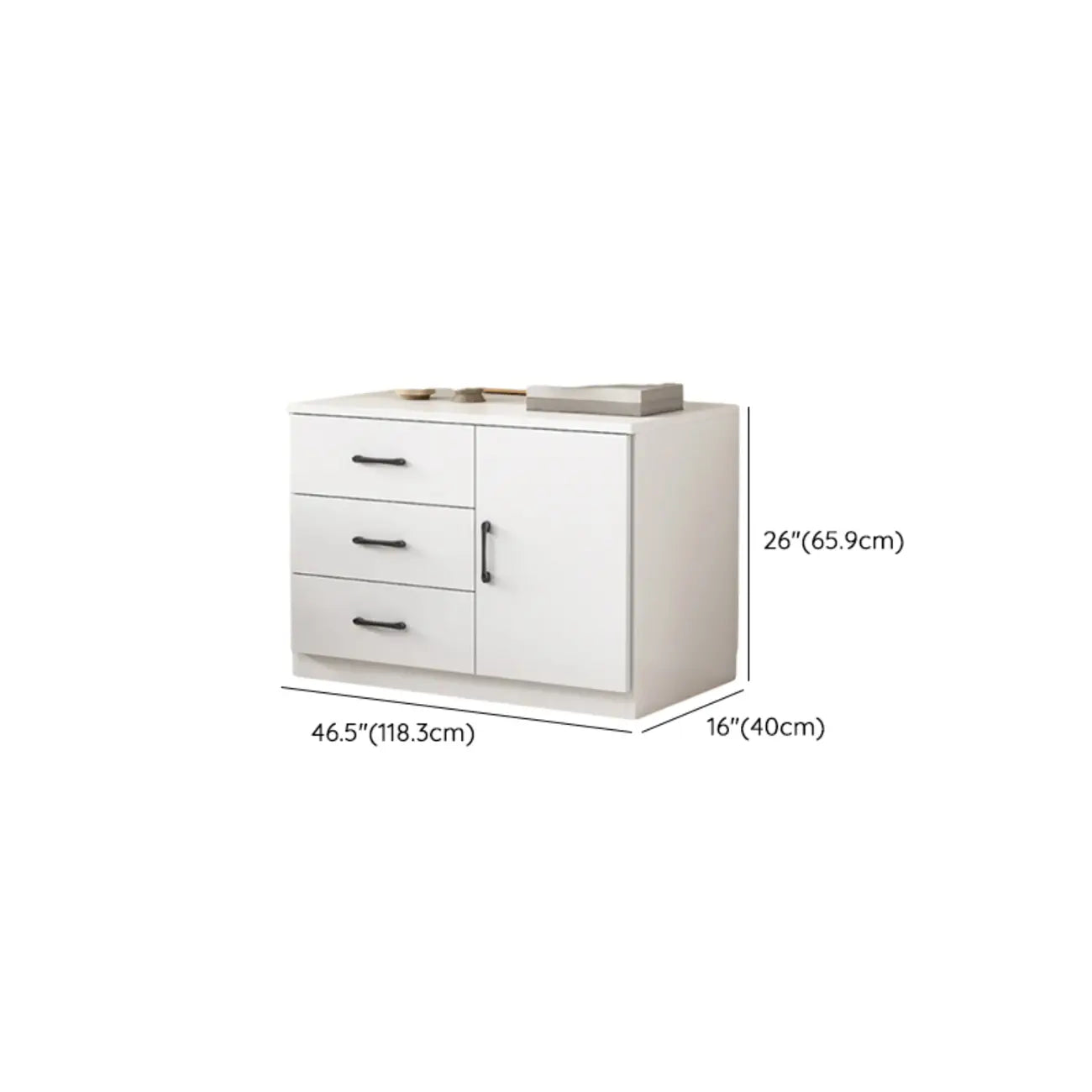 Armoire de rangement blanche minimaliste avec fermeture amortie et tiroirs