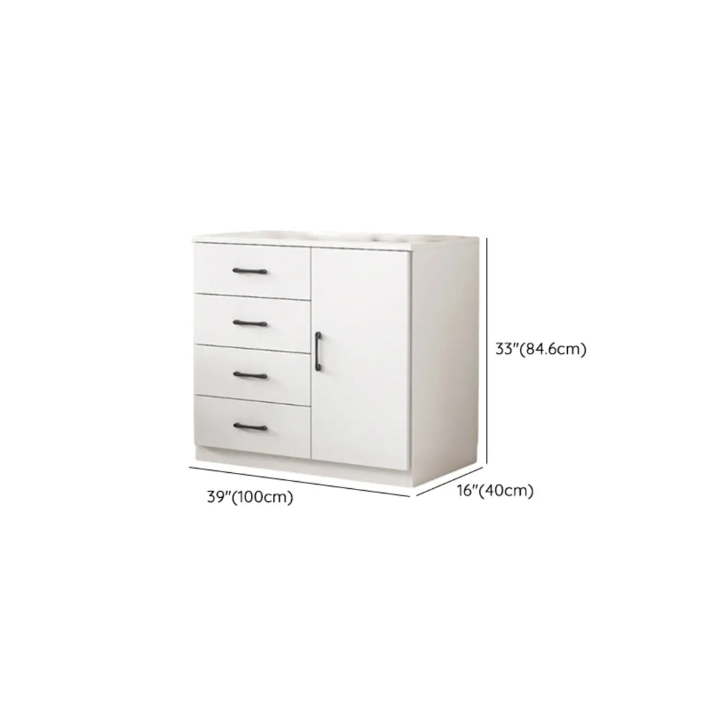 Armoire de rangement blanche minimaliste avec fermeture amortie et tiroirs