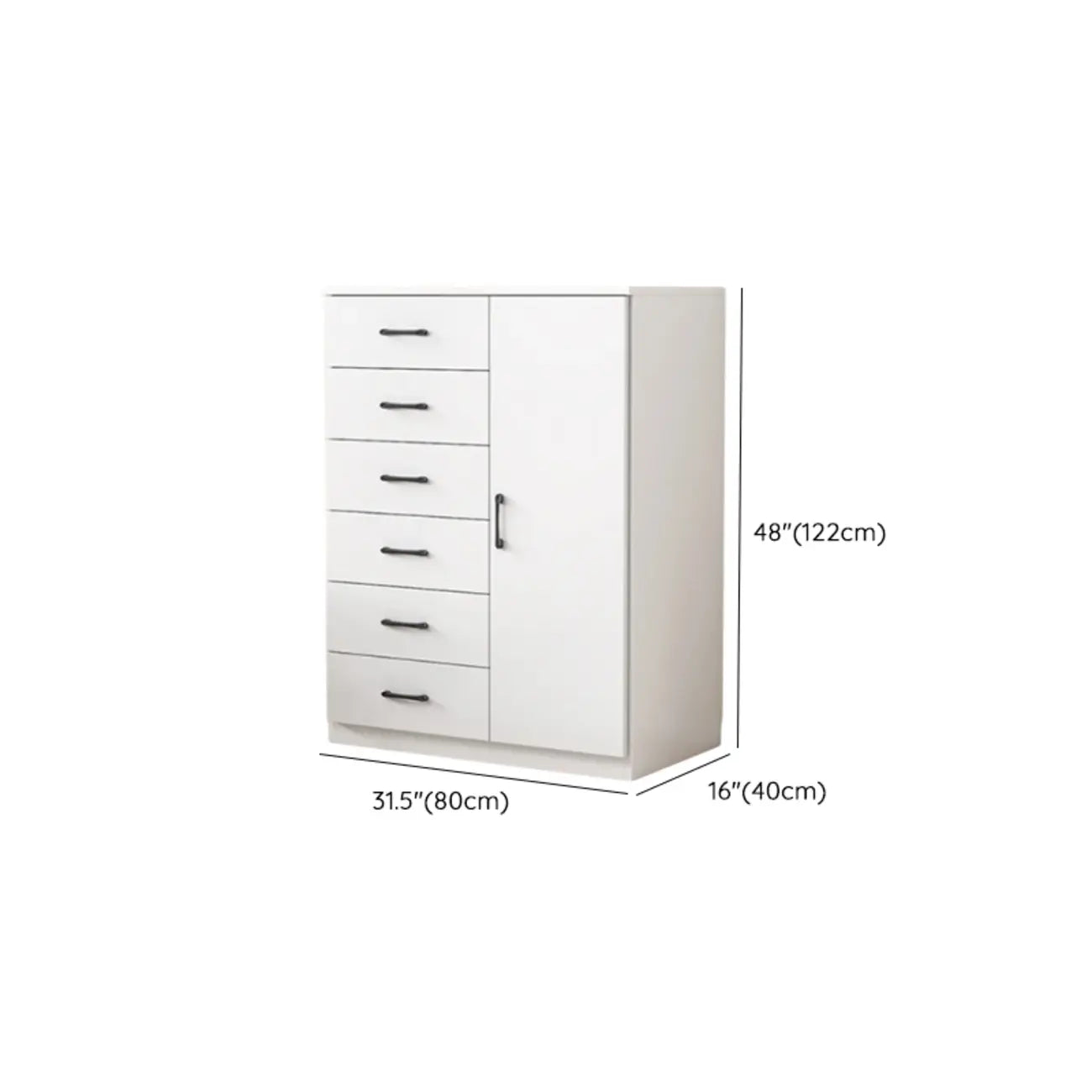 Armoire de rangement blanche minimaliste avec fermeture amortie et tiroirs