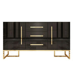 Meubles d'appoint rectangulaires noirs glamour avec tiroirs et portes