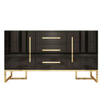 Meubles d'appoint rectangulaires noirs glamour avec tiroirs et portes