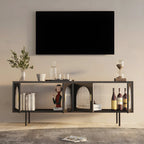 Meuble TV minimaliste en métal avec rangement et étagères pour usage domestique