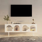 Meuble TV minimaliste en métal avec rangement et étagères pour usage domestique