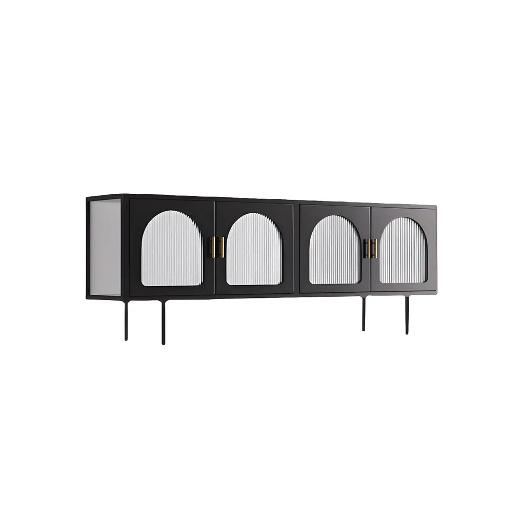 Meuble TV minimaliste en métal avec rangement et étagères pour usage domestique