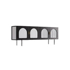 Meuble TV minimaliste en métal avec rangement et étagères pour usage domestique