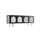 Meuble TV minimaliste en métal avec rangement et étagères pour usage domestique