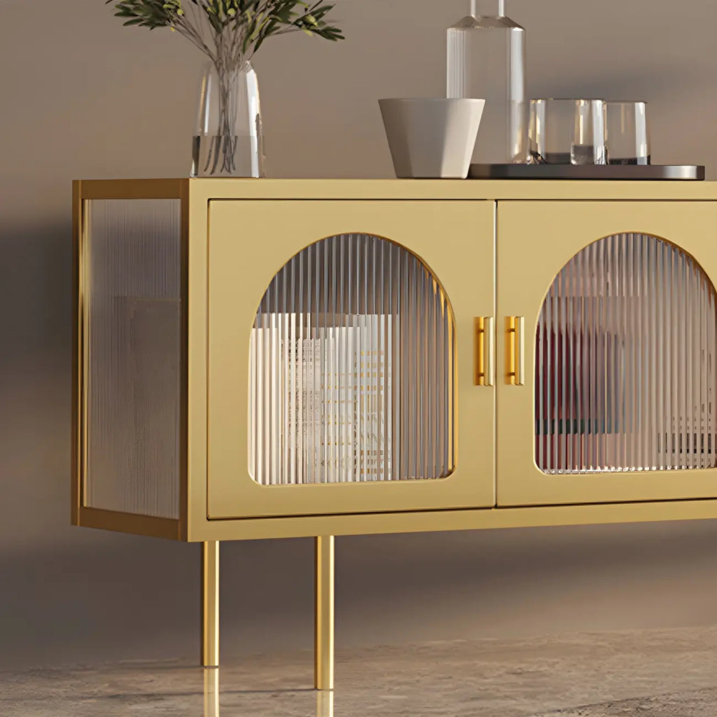 Meuble TV minimaliste en métal avec rangement et étagères pour usage domestique