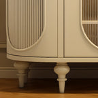 Credenza ovale 55 L in bianco/nero francese con ante in vetro