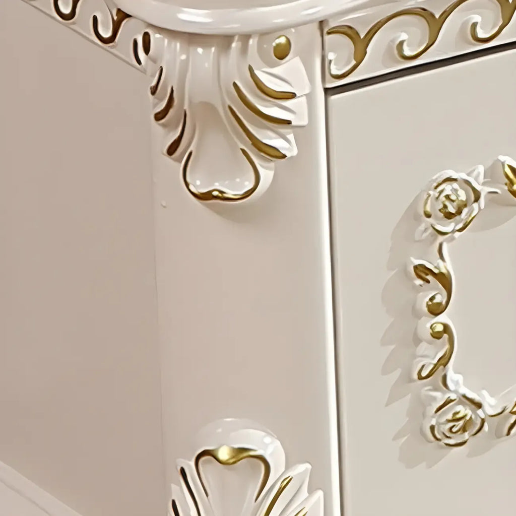 Meuble TV élégant avec plateau en marbre et tiroirs pour salon