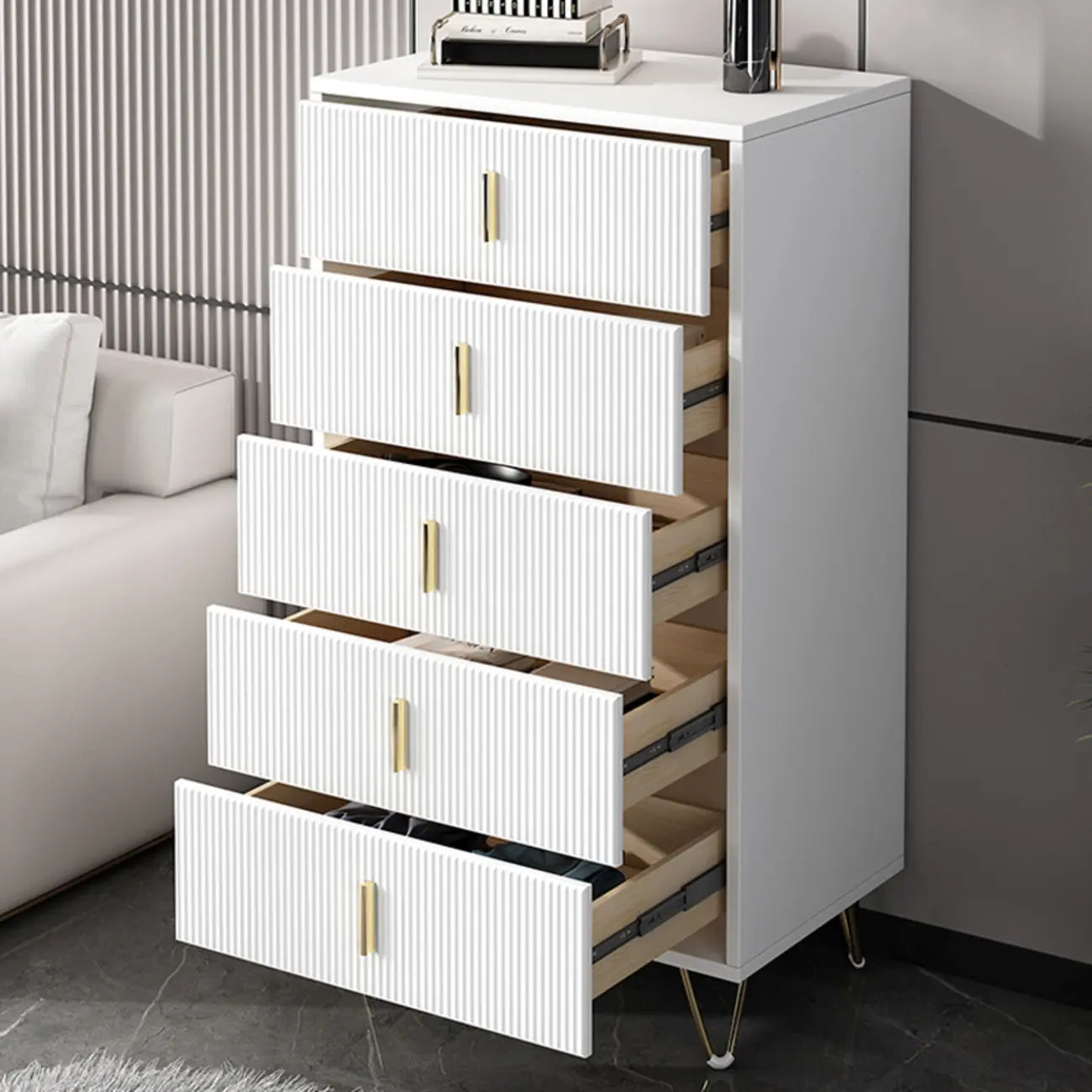 Mobile Contenitore in Legno a 4 Gambe con Ante e Cassetti per la Casa