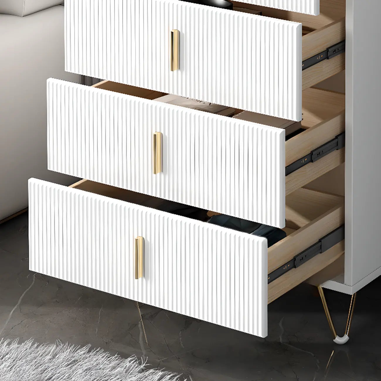Mobile Contenitore in Legno a 4 Gambe con Ante e Cassetti per la Casa