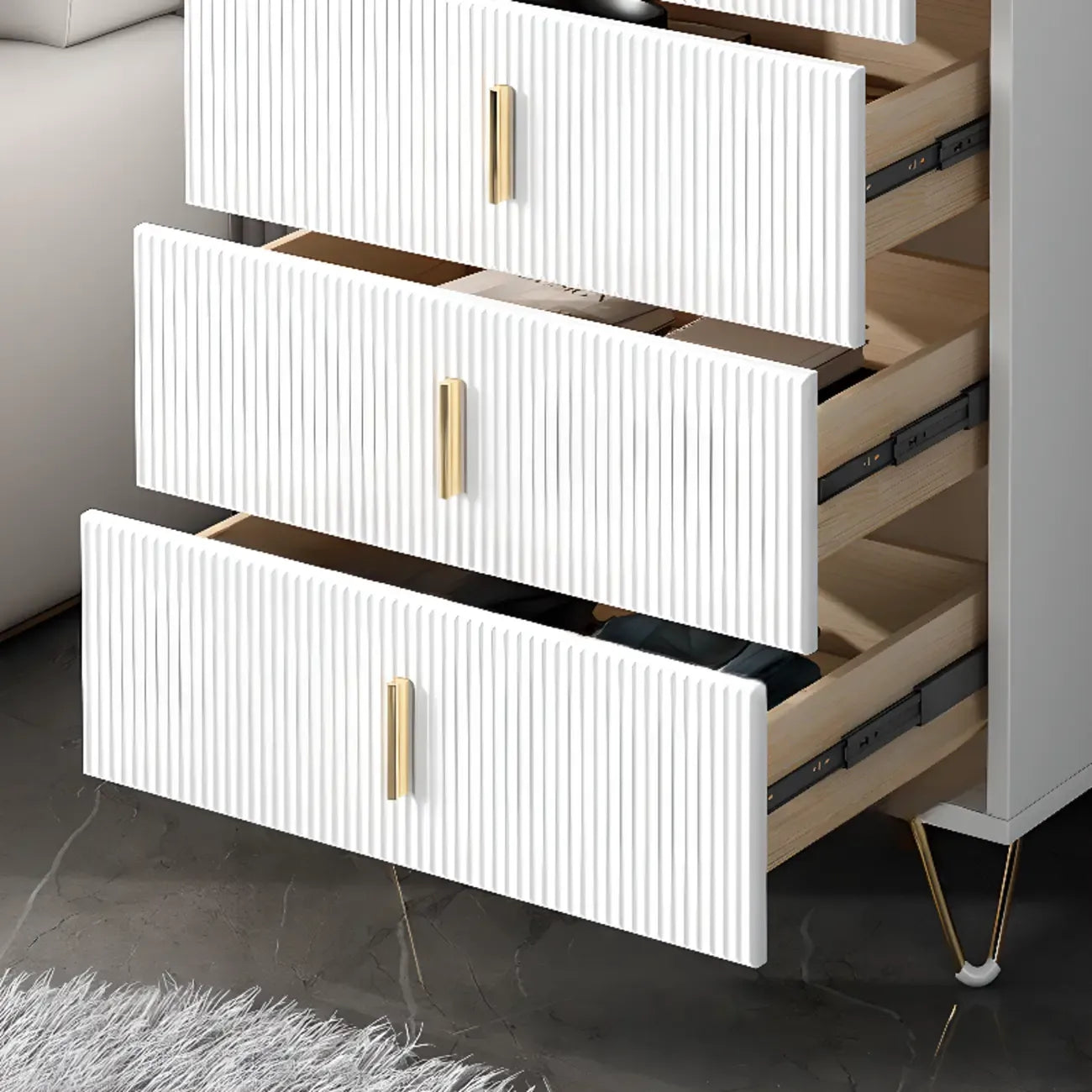 Mobile Contenitore in Legno a 4 Gambe con Ante e Cassetti per la Casa