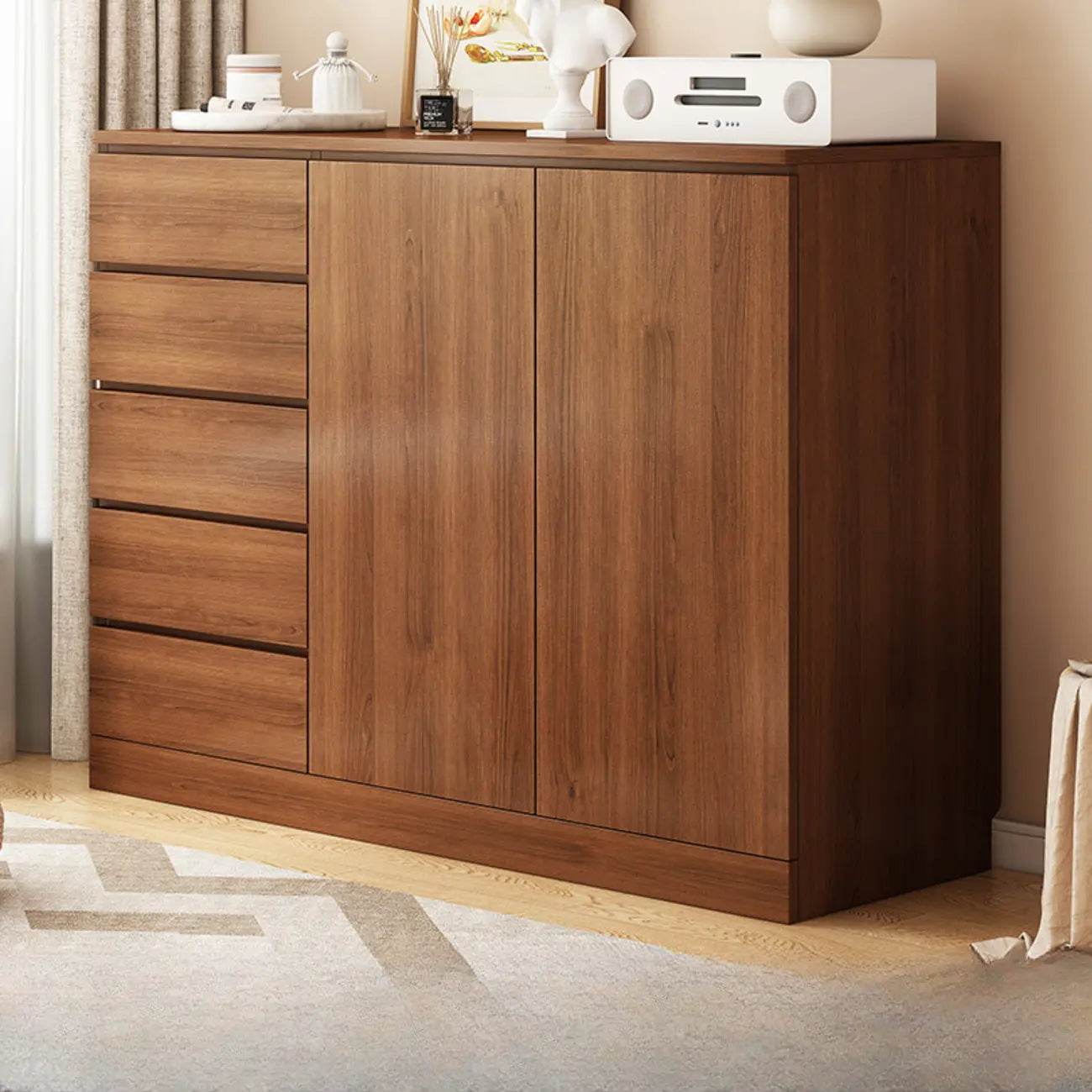 Armoire de rangement blanche autoportante avec tiroirs pour chambre à coucher