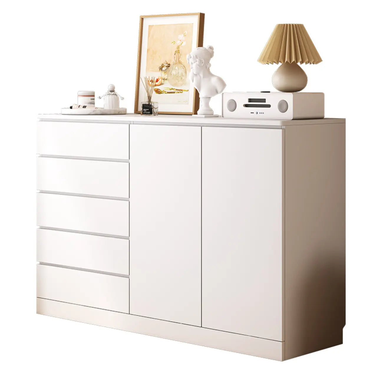 Armoire de rangement blanche autoportante avec tiroirs pour chambre à coucher