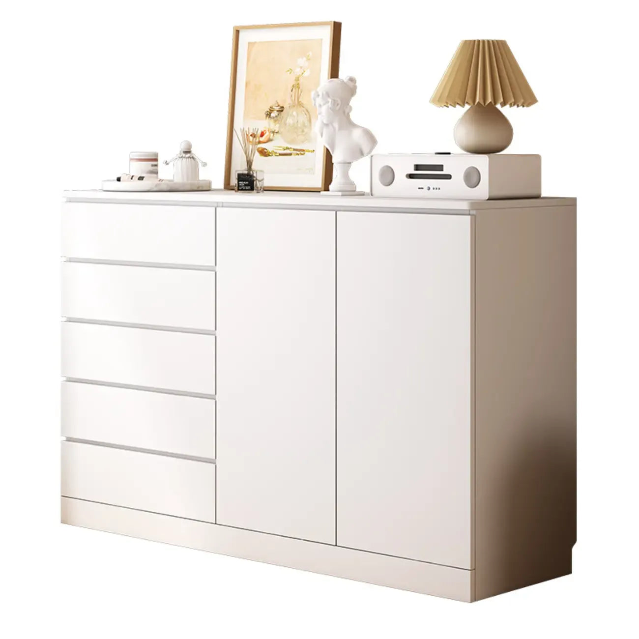 Armoire de rangement blanche autoportante avec tiroirs pour chambre à coucher