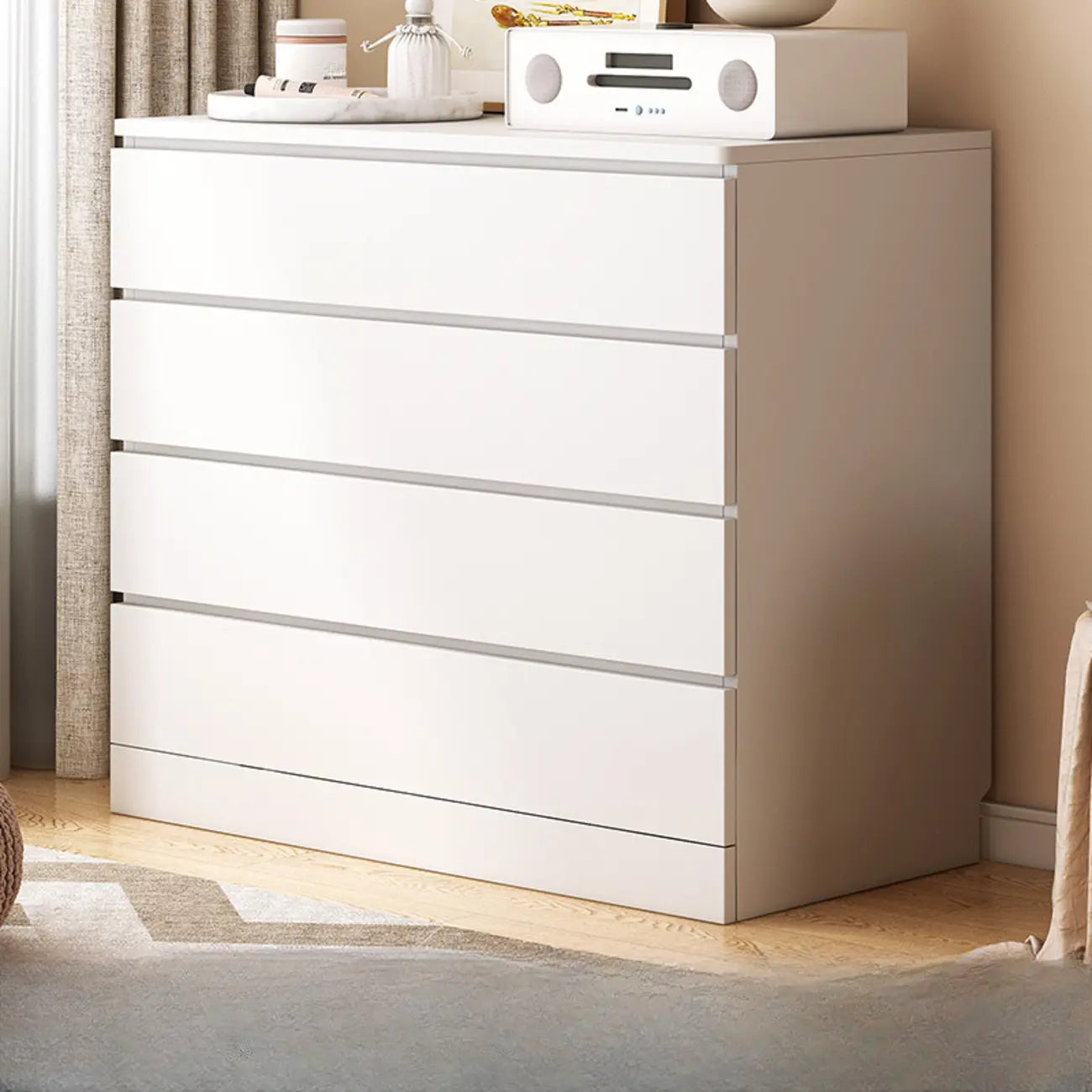 Armoire de rangement blanche autoportante avec tiroirs pour chambre à coucher