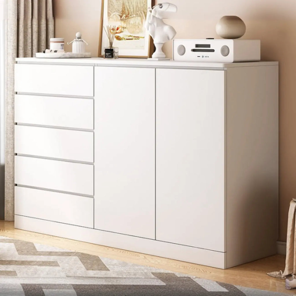 Armoire de rangement blanche autoportante avec tiroirs pour chambre à coucher