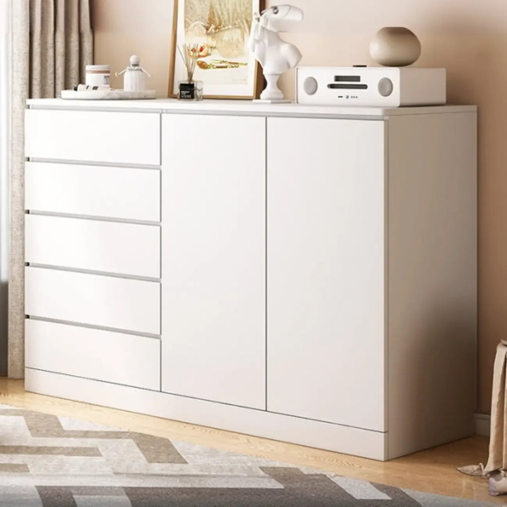 Armoire de rangement blanche autoportante avec tiroirs pour chambre à coucher