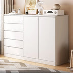 Armoire de rangement blanche autoportante avec tiroirs pour chambre à coucher