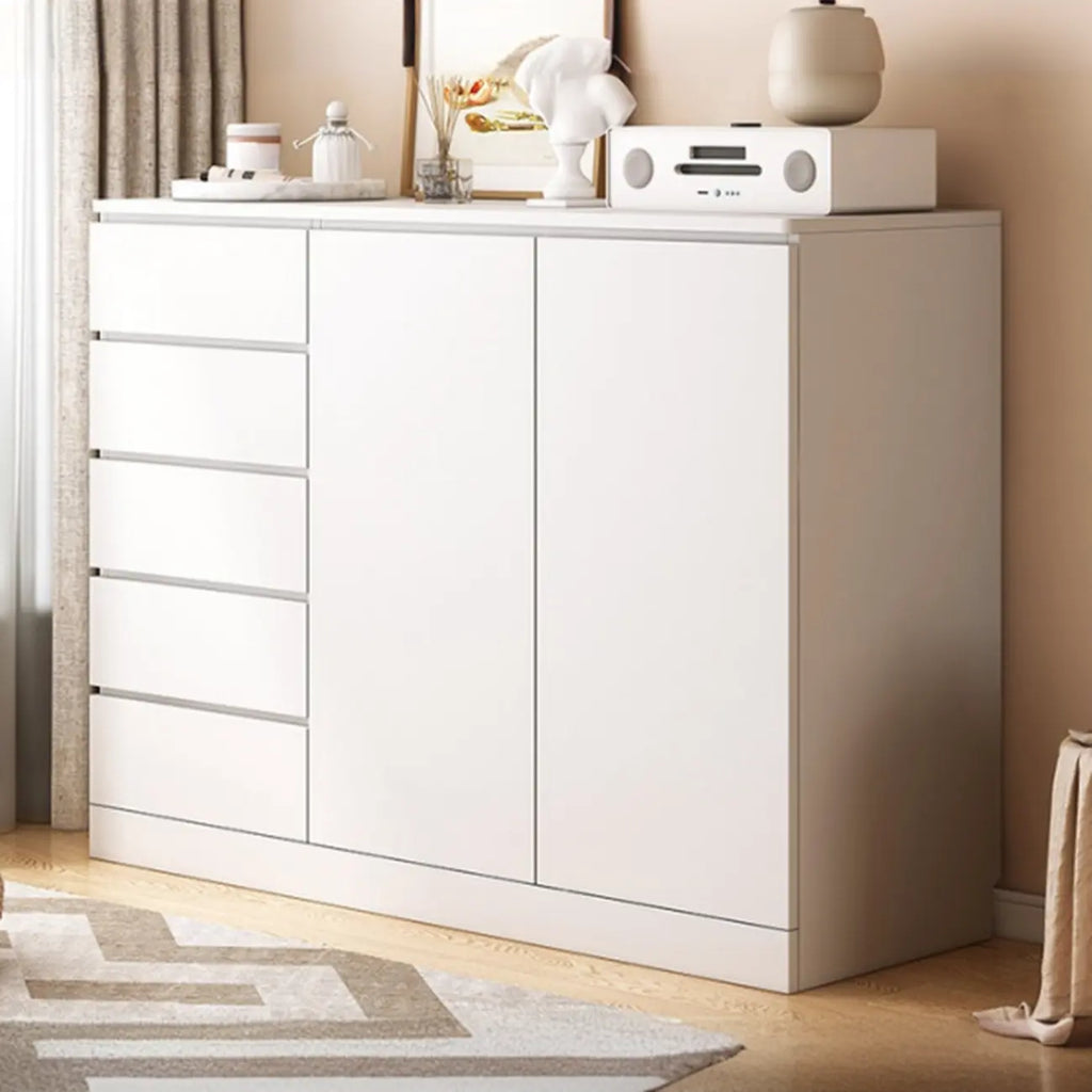 Armoire de rangement blanche autoportante avec tiroirs pour chambre à coucher