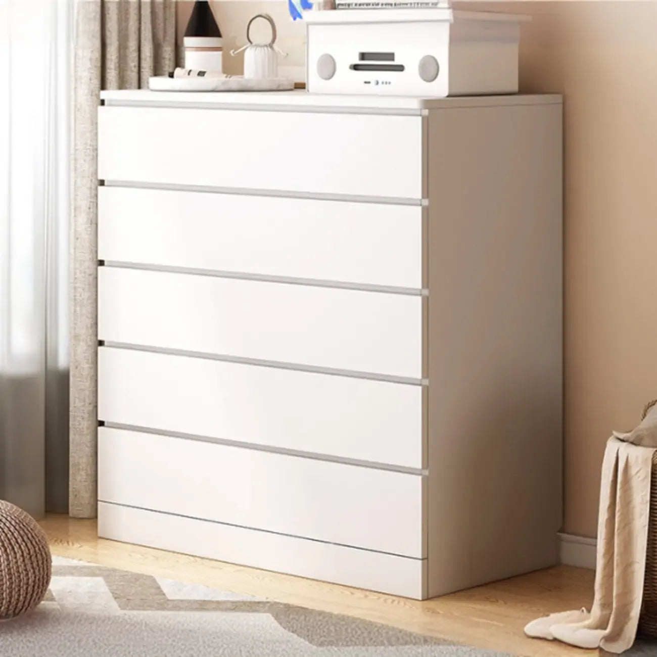 Armoire de rangement blanche autoportante avec tiroirs pour chambre à coucher