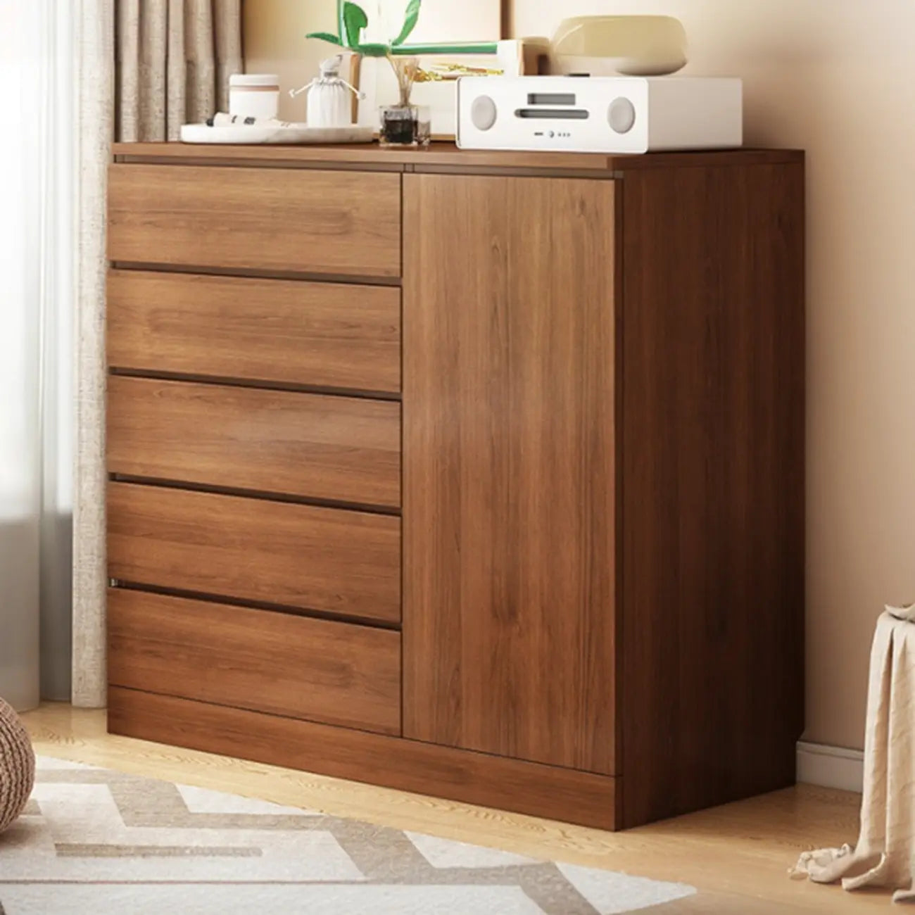 Armoire de rangement blanche autoportante avec tiroirs pour chambre à coucher