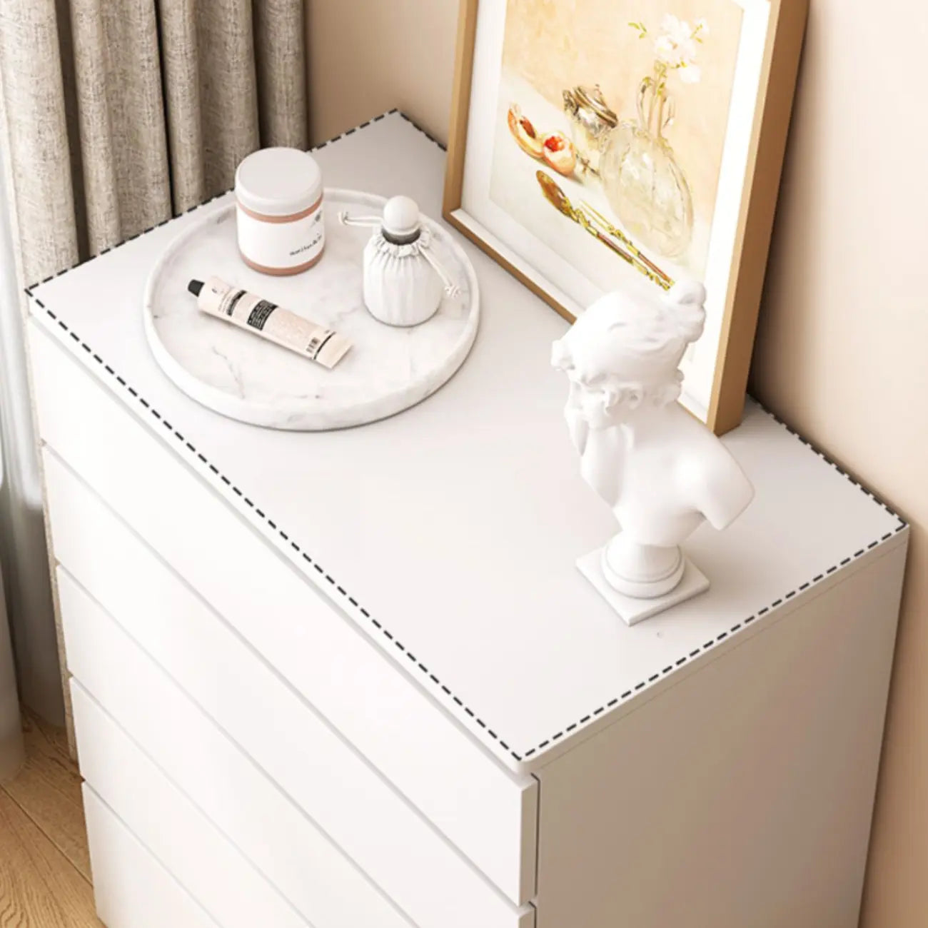 Armoire de rangement blanche autoportante avec tiroirs pour chambre à coucher