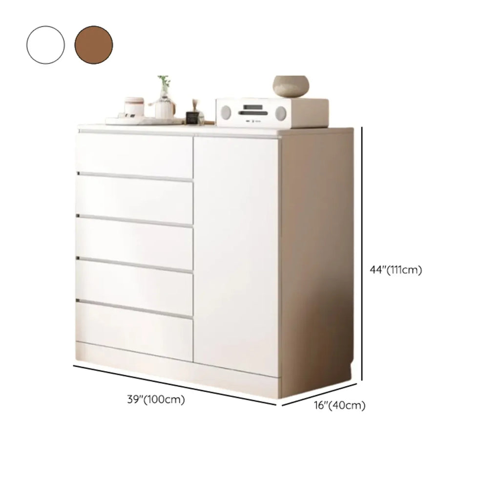 Armoire de rangement blanche autoportante avec tiroirs pour chambre à coucher