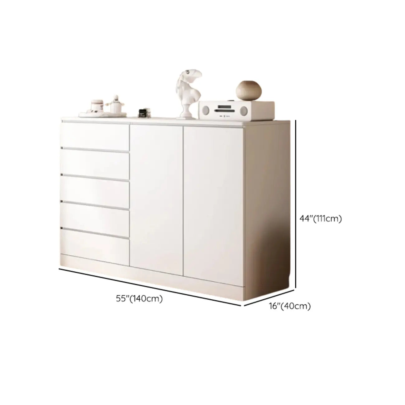 Armoire de rangement blanche autoportante avec tiroirs pour chambre à coucher