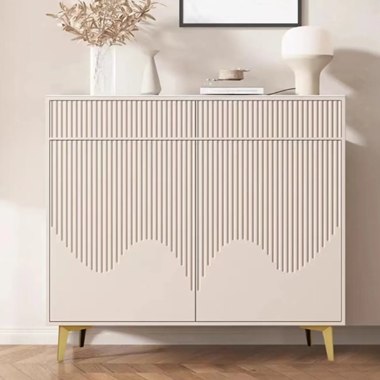 Meuble d'appoint kaki à la finition unique pour la décoration intérieure
