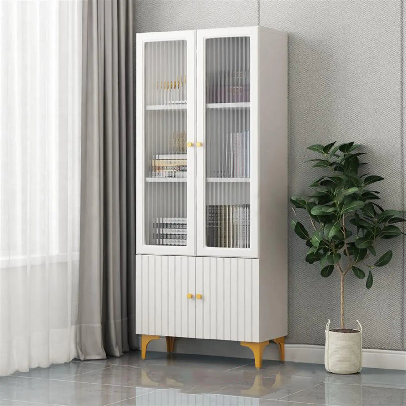 Vetrina rettangolare in legno con anta in vetro da 47"-71.5H