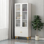 Vetrina rettangolare in legno con anta in vetro da 47"-71.5H