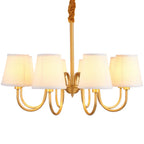 Lustre suspendu moderne en laiton avec abat-jour en tissu