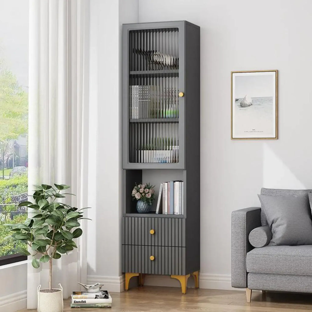 Vetrina rettangolare in legno con anta in vetro da 47"-71.5H