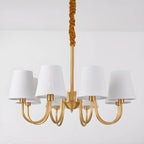 Lustre suspendu moderne en laiton avec abat-jour en tissu