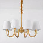 Lustre suspendu moderne en laiton avec abat-jour en tissu