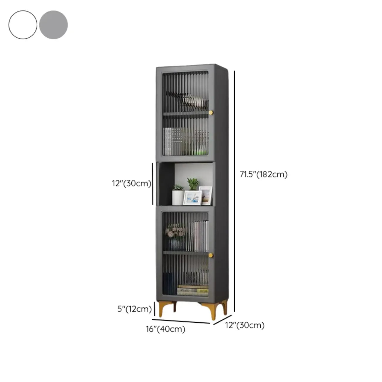 Vetrina rettangolare in legno con anta in vetro da 47"-71.5H
