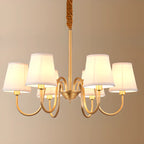 Lustre suspendu moderne en laiton avec abat-jour en tissu