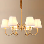 Lustre suspendu moderne en laiton avec abat-jour en tissu