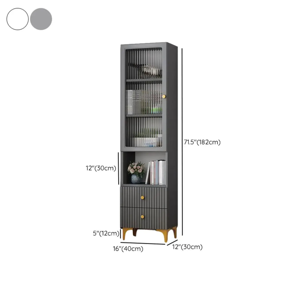 Vetrina rettangolare in legno con anta in vetro da 47"-71.5H