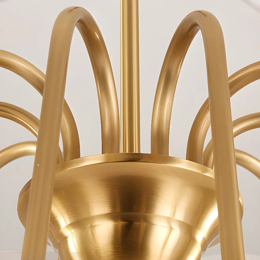 Lustre suspendu moderne en laiton avec abat-jour en tissu