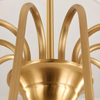 Lustre suspendu moderne en laiton avec abat-jour en tissu
