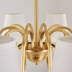 Lustre suspendu moderne en laiton avec abat-jour en tissu