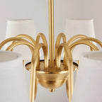 Lustre suspendu moderne en laiton avec abat-jour en tissu