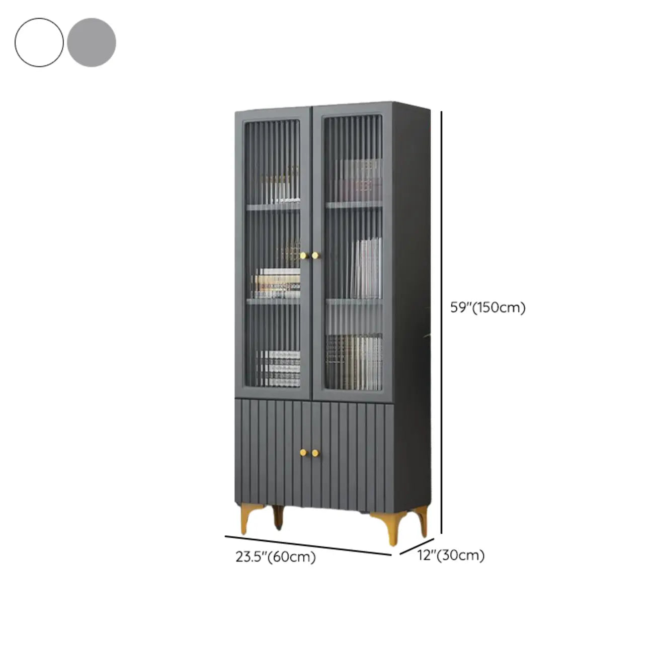Vetrina rettangolare in legno con anta in vetro da 47"-71.5H