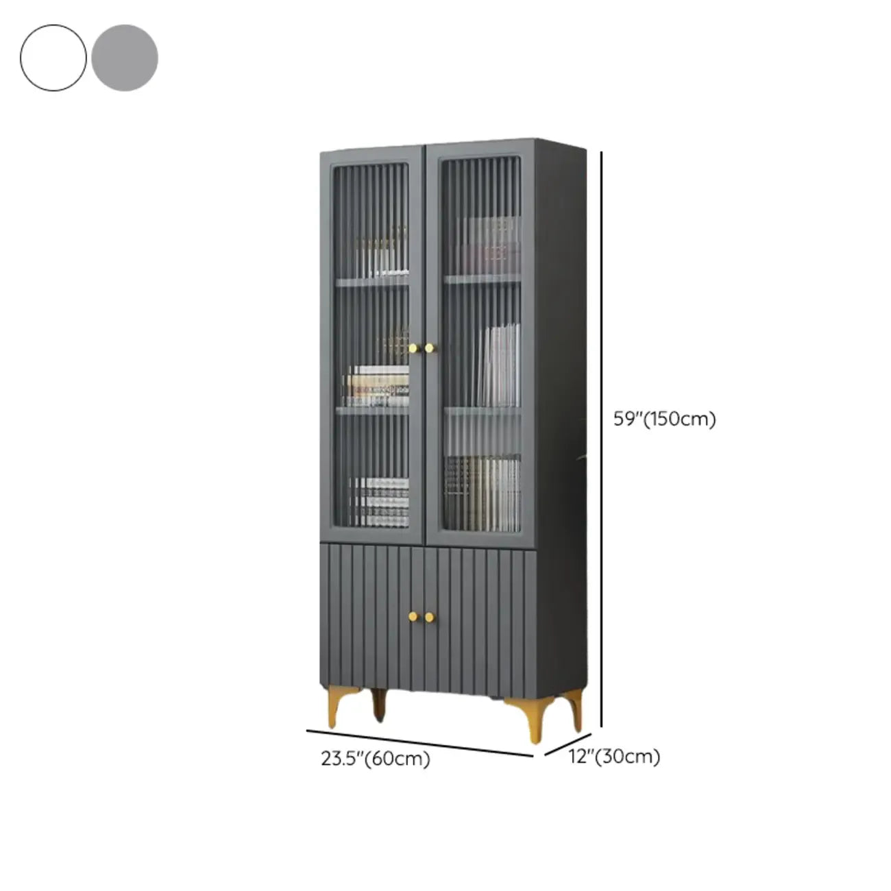 Vetrina rettangolare in legno con anta in vetro da 47"-71.5H
