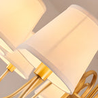 Lustre suspendu moderne en laiton avec abat-jour en tissu