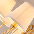 Lustre suspendu moderne en laiton avec abat-jour en tissu