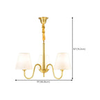 Lustre suspendu moderne en laiton avec abat-jour en tissu